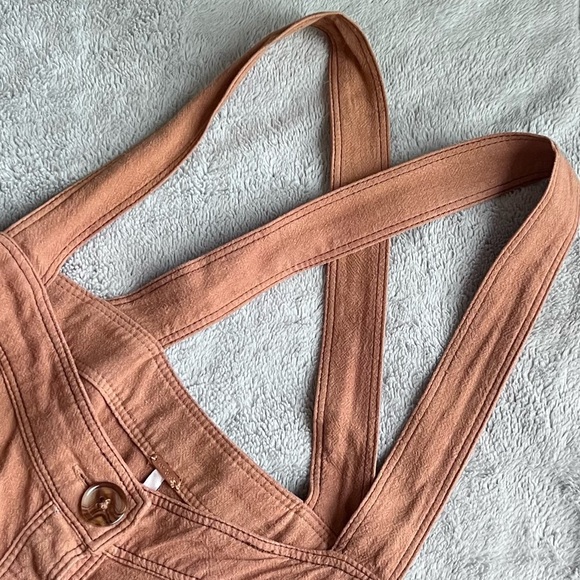 Free People Catch The Breeze Button Tiered Midi Dress Amber Wave Neutral Tan S - Picture 9 of 15